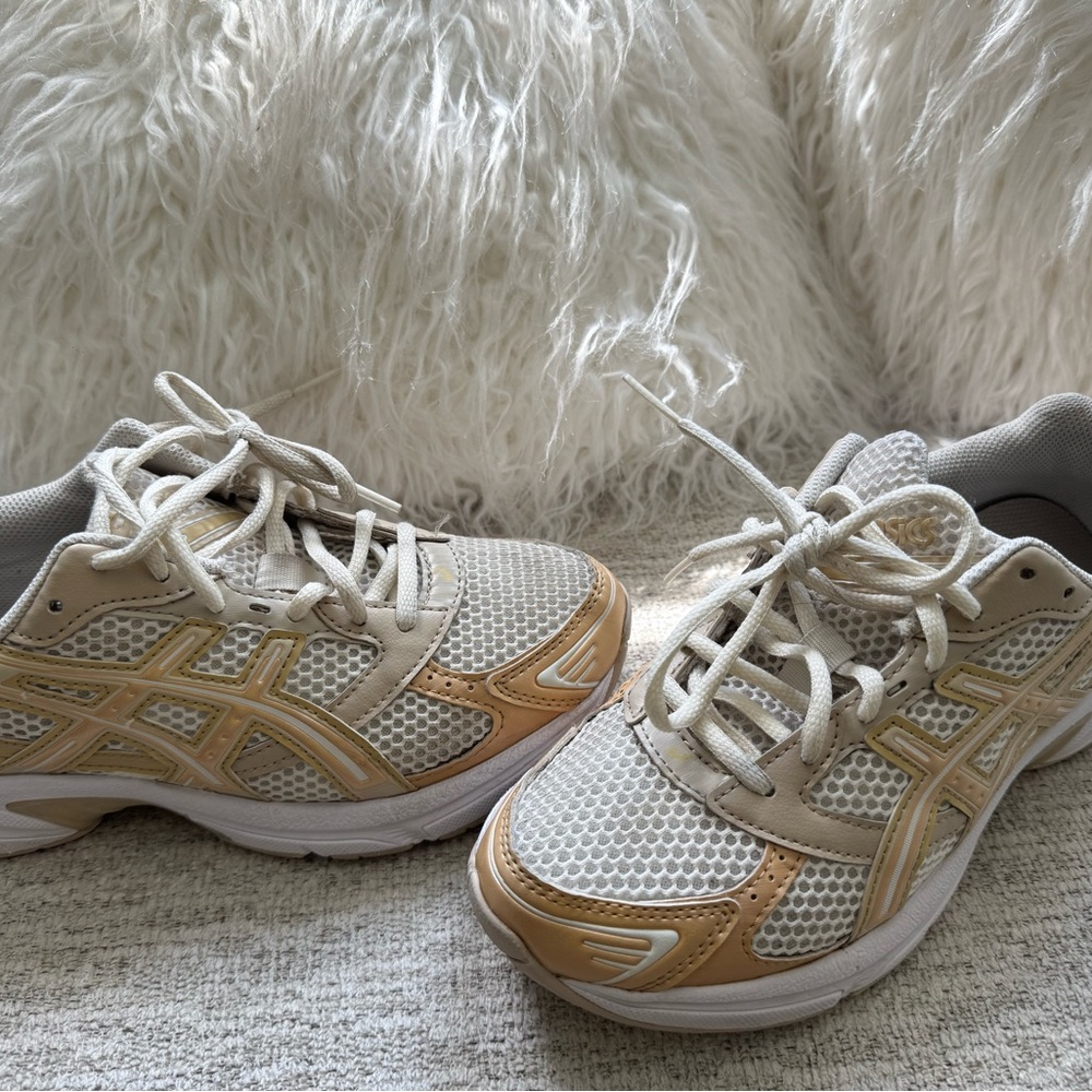 Asics White and Gold Sneakers
